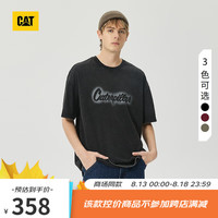 卡特彼勒CAT卡特24夏季男户外休闲百搭简约印花Logo短袖T恤 黑色 XL