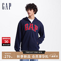 Gap男女装2024初秋字母logo拉链连帽法式毛圈卫衣外套611720 海军蓝 180/100A(XL) 亚洲尺码