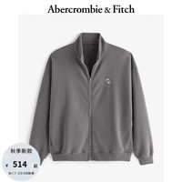 ABERCROMBIE & FITCH男装 24秋冬新款经典小麋鹿加绒立领全拉链开衫卫衣KI122-4256