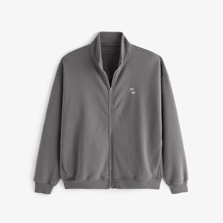 ABERCROMBIE & FITCH男装 24秋冬新款经典小麋鹿加绒立领全拉链开衫卫衣KI122-4256