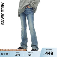 ABLE JEANS【马蹄裤】24冬季新款女士高腰微喇牛仔裤901666 复古雪莲蓝【9月12日前发货】