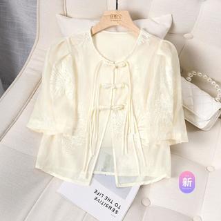 丝柏舍 SPECIAL【盘扣复古国风衬衫】2024夏装新女士纯色薄款显瘦气质衬衣