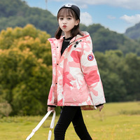 女童羽绒服冬季洋气儿童装迷彩冲锋衣中大童女孩加厚外套