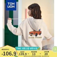 唐狮(TonLion)2024早秋连帽卫衣女卡通印花落肩卫衣宽松百搭卫衣外套dx 白 M