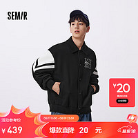 森马（Semir）[商场同款]梅花系列外套男2024秋新款学院风绣花夹克情侣 黑色调00399 1