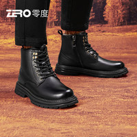 零度Zero男靴2024冬季新款真羊毛东北保暖御寒雪地靴男士真皮马丁靴子 黑色