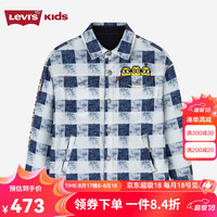 Levi's李维斯童装男童衬衫儿童格子衣服 中世纪蓝 120/60