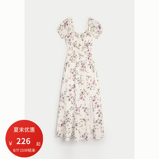 HOLLISTER24夏季甜美露背修身短袖长款连衣裙 女 KI359-4317 白色印花 M （155/92A）短版