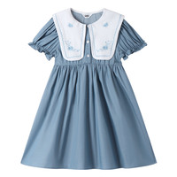 女童短袖连衣裙 炫乐蓝