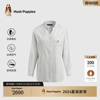 Hush Puppies【商场同款】女士秋季新款轻薄透气时尚典雅桑蚕丝衬衫 间条