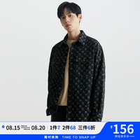 马克华菲【时尚满印】长袖衬衫男士24秋冬舒适百搭潮流牛仔衬衣男士夹克 311纯黑