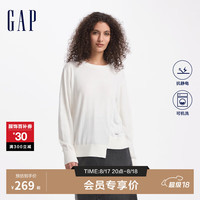 Gap女装2024初秋金属logo不规则拼接线长袖针织衫上衣641234 白色 160/80A(S) 亚洲尺码