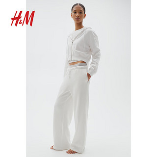 H&M2024秋季女装时尚休闲百搭短款拉链连帽衫1193900 白色 170/104 L