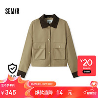 森马（Semir）防护外套|外套女短款宽松落肩秋季2024三防夹克 深卡其A51306 L 165/88A