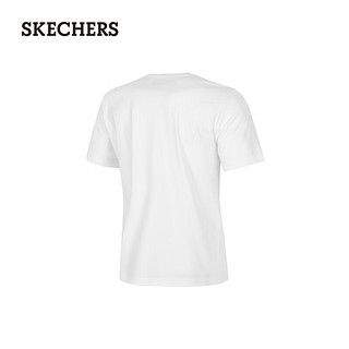 斯凯奇（Skechers）夏男针织短袖柔软舒适纯棉T恤衫P224M035 亮白色/0019 XL