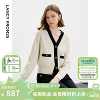 朗姿毛针织衫2024年秋季新款高级感气质女士毛衣法式白色上衣开衫 白色