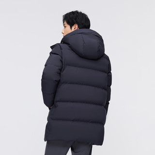 波司登2024年冬季男士中长款经典休闲百搭保暖羽绒服外套B40145105 黑黛青5177 180/100A