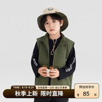 左西【2024秋款】男童山系户外工装马甲背心耐磨运动休闲上衣 军绿色 110