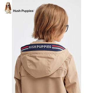 暇步士（Hush Puppies）【轻防护】童装儿童男大童2024春秋舒适透气时尚经典款薄风衣外套 暖卡其 160cm