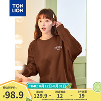 唐狮(TonLion) 唐狮2024早秋圆领卫衣女字母印花百搭款 咖啡 M