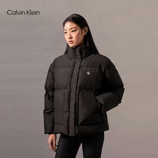 Calvin Klein Jeans【防泼水】24秋季女士ck大口袋鸭绒立领羽绒服J224676 BEH-太空黑 M