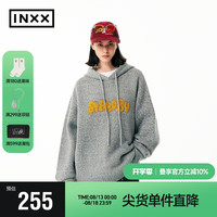 英克斯（inxx）Standby 潮牌宽松慵懒风连帽毛衣男纯色提花宽松休闲针织衫帽衫女 灰色