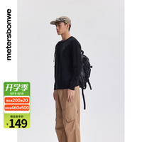 美特斯邦威时尚针织男2024秋季通勤舒适百搭套头圆领男毛衫 影黑 180/XL