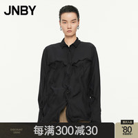 江南布衣 JNBY24秋衬衣桑蚕丝宽松长袖5O7212550 001/本黑 L