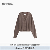 Calvin Klein Jeans24秋季女士休闲ck字母提花纽扣V领毛衣针织开衫J224569 PBX-深灰褐 M