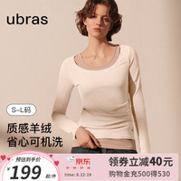 ubras24年可机洗羊绒堆堆领肌底衣女秋衣圆领背心打底 圆领-本白色 L
