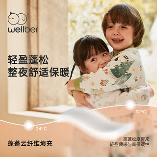 威尔贝鲁（WELLBER）婴儿睡袋儿童分腿防踢被子宝宝儿童柔软纯棉秋冬保暖抗菌厚24 月下森林(厚棉)10-15℃ M(身高80-90cm)