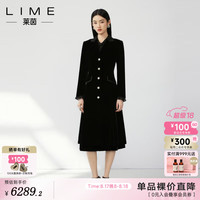 LIME FLARE莱茵丝绒风衣西装翻领风衣2024秋新款优雅轻奢长外套 黑色