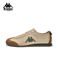 KAPPA卡帕男鞋复古德训鞋2024秋季休闲潮流板鞋低帮软底滑板鞋子男 卡其灰/长青绿 42