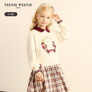 Teenie Weenie Kids小熊童装24秋季新女童格纹学院风卫衣式连衣裙 乳白色 130cm