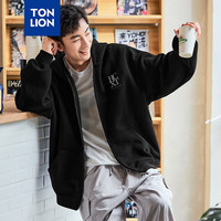 唐狮 TONLION卫衣男2024早秋新款男文字印花连帽开衫卫衣TB