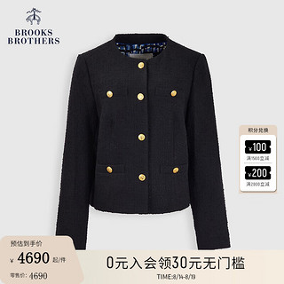 布克兄弟（BrooksBrothers）女士24早秋粗花呢小香风外套 0004-黑色 0