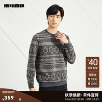 利郎（LILANZ）官方莫代尔卫衣男时尚肌理提花长袖T恤24秋季罗纹下摆圆领T恤男 石灰色（23QTX6121Y） 1