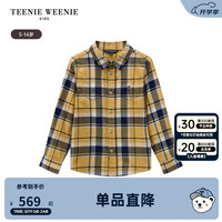 Teenie Weenie Kids小熊童装24秋季男童刺绣格纹长袖基础衬衫 黄色 140cm