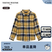 Teenie Weenie Kids小熊童装24秋季男童刺绣格纹长袖基础衬衫 黄色 130cm