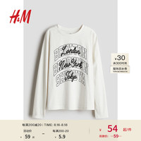 H&M童装大童男童2024秋季长袖T恤1195608 白色/London 140/68