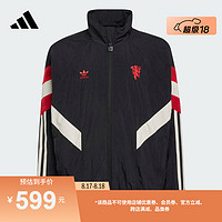 adidas曼联拒水防泼休闲宽松足球文化夹克外套男大童儿童阿迪达斯 黑色/红色 128CM