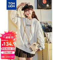 唐狮 TONLION2024早秋女针织连帽撞色长袖卫衣TB 雾灰 L
