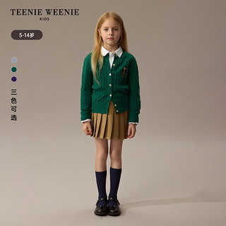 Teenie Weenie Kids小熊童装24秋款女童经典百搭休闲圆领羊毛开衫 中灰色 130cm