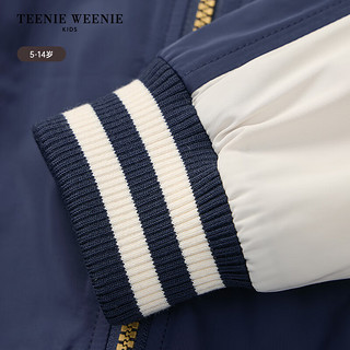 Teenie Weenie Kids小熊童装24秋男童拉链插肩袖可拆连帽棉服 藏青色 160cm