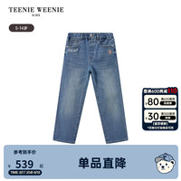 Teenie Weenie Kids小熊童装24秋新款女童休闲百搭刺绣弹力牛仔裤 牛仔色 1