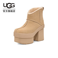 UGG 女士舒适纯色厚底坡跟方头潮流时尚短靴 1157910 芥菜籽色 39