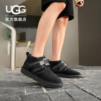 UGG秋季男士舒适纯色平底圆头时尚靴纽姆搭扣休闲雪地靴 1118570