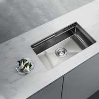 悍高(HIGOLD)【迷瞪】厨房黑钛纳米阶梯式加厚304不锈钢手工水槽洗菜盆洗碗池 780*430MM-裸槽