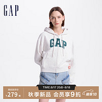 Gap女装2024秋季碳素软磨抓绒大字母logo连帽卫衣上衣634420 浅灰色 160/80A(S) 亚洲尺码