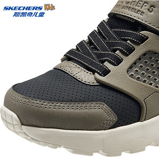 Skechers斯凯奇儿童鞋春秋款时尚复古休闲鞋中大童厚底耐磨运动鞋405715L 棕色/黑色/BRBK 38码